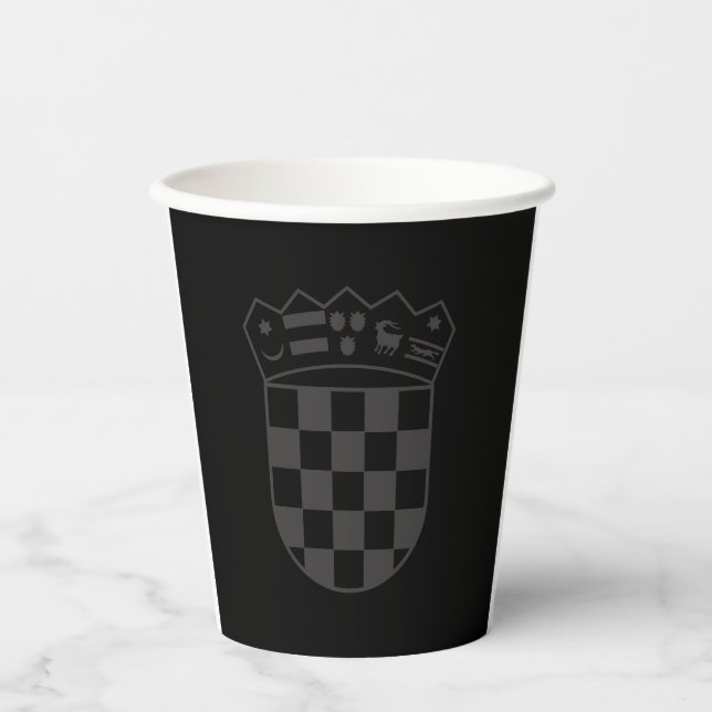 Vasos De Papel Croacia, escudo de armas, negro, oscuro, grb Hrvat (Anverso)