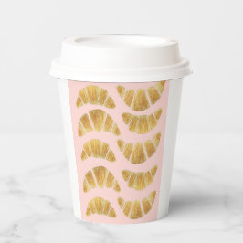 Vasos De Papel Croissant Rosa Acuarela Pintada a Mano