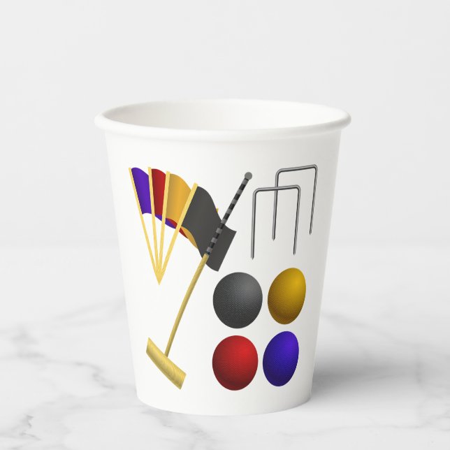 Vasos De Papel Croquet Equipment Set Mallet Balls Hoops (Anverso)