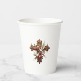 Vasos De Papel Cross with Doves – Christian Faith Inspirational D