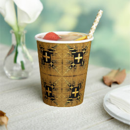Vasos De Papel Cruces fractales doradas