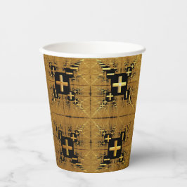 Vasos De Papel Cruces fractales doradas