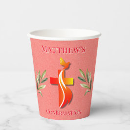 Vasos De Papel Cruz Roja y Amarilla y confirmación de una paloma