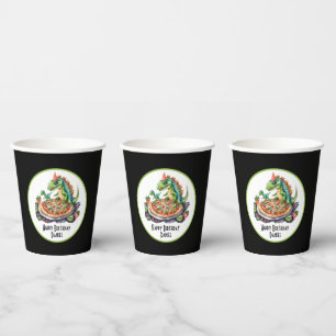 Vasos De Papel Cuaderno añadir nombre pizza dinosaurio fiesta de