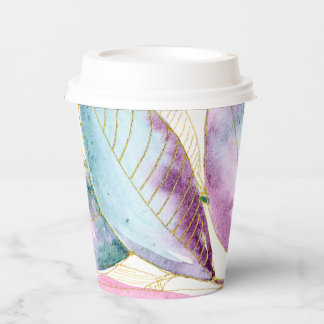 Vasos De Papel Cuaderno espiral de hojas botánicas de acuarela pa