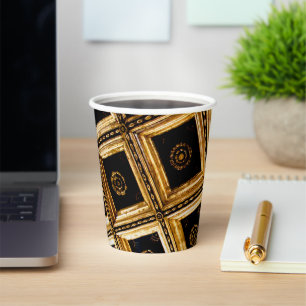 Vasos De Papel Cuadrados negro y oro