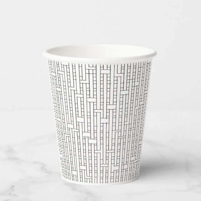 Vasos De Papel Cuadrícula industrial: negro y blanco moderno Mini (Anverso)