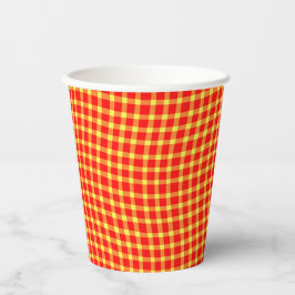 Vasos De Papel Cuadro Escocés Rojo Amarillo Patrón Continuo