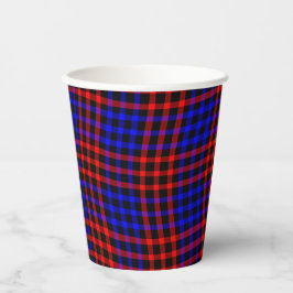 Vasos De Papel Cuadro Escocés Rojo Azul Patrón Continuo