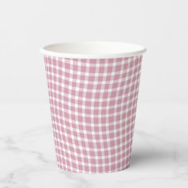 Vasos De Papel Cuadro Escocés Rosa Blanco Patrón Continuo