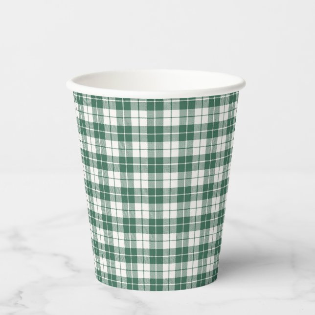 Vasos De Papel Cuadros de Gingham Verde Sin Género (Anverso)