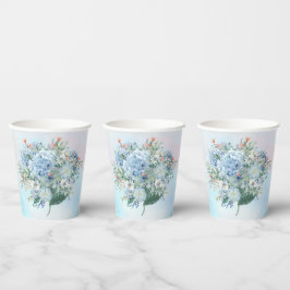 Vasos De Papel Cuadros de papel acuático de Hydrangea azul