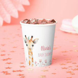 Vasos De Papel Cuadros de papel Baby Shower de guijarros rosados