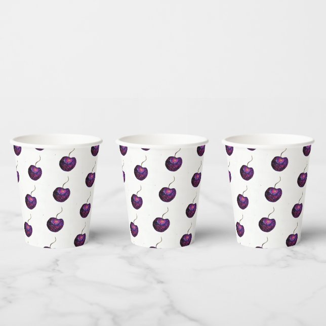 Vasos De Papel Cuadros de papel cereza (Multi)
