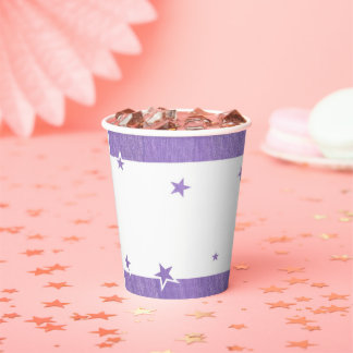 Vasos De Papel Cuadros de papel con borde estelar de lavanda para