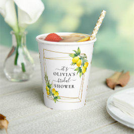 Vasos De Papel Cuadros de papel con ducha de novia geométrica con