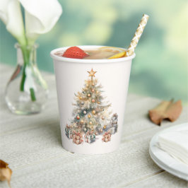 Vasos De Papel Cuadros de papel de árbol navideño acuarela