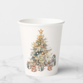Vasos De Papel Cuadros de papel de árbol navideño acuarela