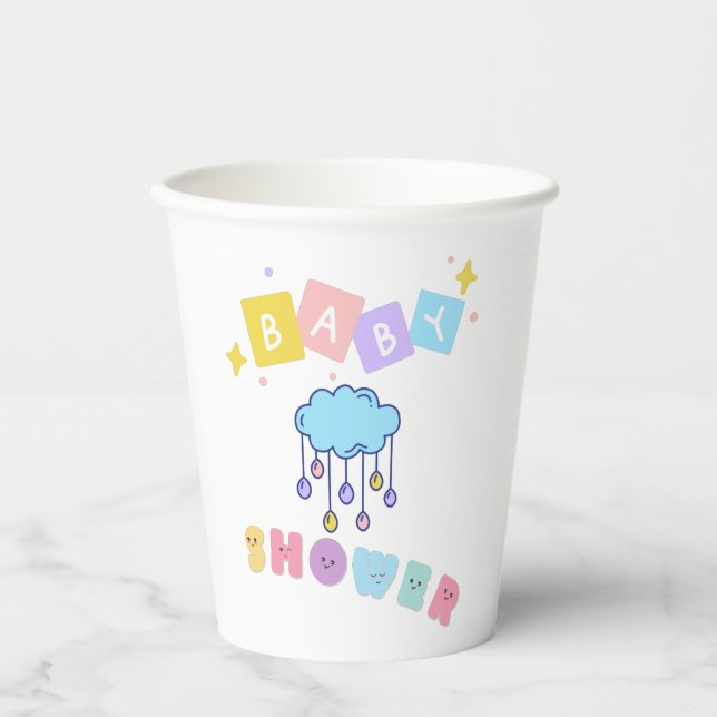 Vasos De Papel Cuadros de papel de Baby Shower (Anverso)
