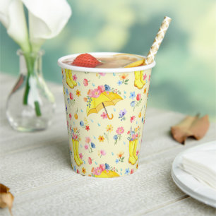 Vasos De Papel Cuadros de papel de Baby Shower floral de primaver