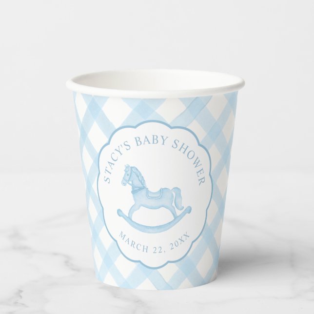Vasos De Papel Cuadros de papel de Blue Rocse Boy Baby Shower (Anverso)