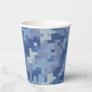 Vasos De Papel Cuadros de papel de camuflaje digital azul