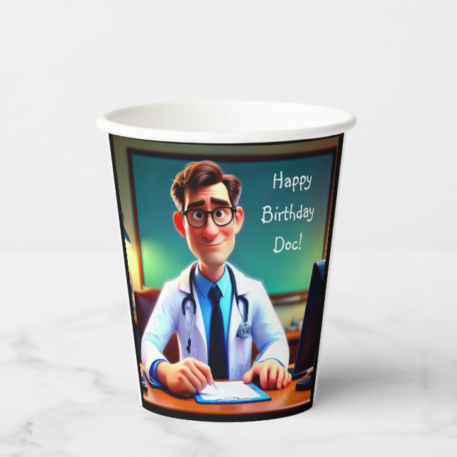 Vasos De Papel Cuadros de papel de feliz cumpleaños (Anverso)