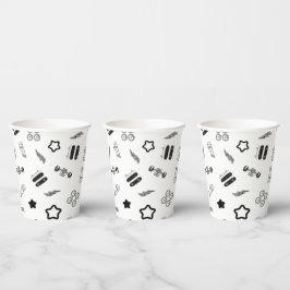 Vasos De Papel Cuadros de papel de Fiesta de patineta negra y bla
