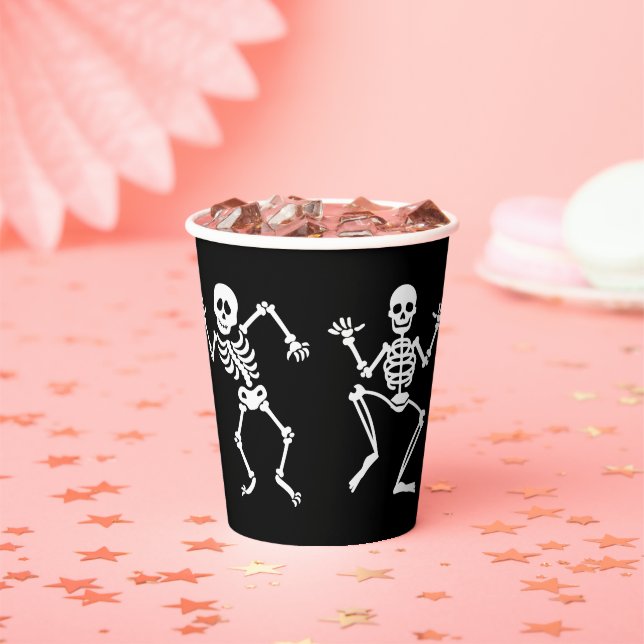 Vasos De Papel Cuadros de papel de Halloween con esqueleto bailan (in situ)