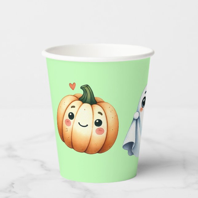 Vasos De Papel Cuadros de papel de Halloween para niños (Anverso)