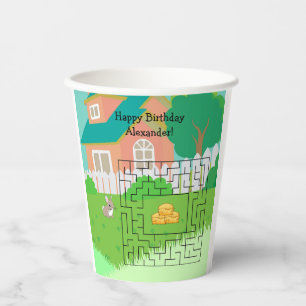 Vasos De Papel Cuadros de papel de laberinto de conejo y heno cum