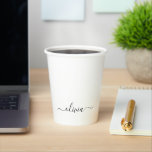 Vasos De Papel Cuadros de papel de monograma blanco negro<br><div class="desc">Monograma Blanco y Negro Elegante Cumpleaños,  Boda,  Ducha de Novias o Bachelorette Party Cup. Esta Copa de Fiesta de Cumpleaños se puede personalizar para incluir tu nombre de pila. Póngase en contacto con el diseñador para obtener elementos coincidentes personalizados.</div>