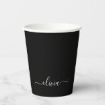 Vasos De Papel Cuadros de papel de monograma blanco negro<br><div class="desc">Monograma Blanco y Negro Elegante Cumpleaños,  Boda,  Ducha de Novias o Bachelorette Party Cup. Esta Copa de Fiesta de Cumpleaños se puede personalizar para incluir tu nombre de pila. Póngase en contacto con el diseñador para obtener elementos coincidentes personalizados.</div>