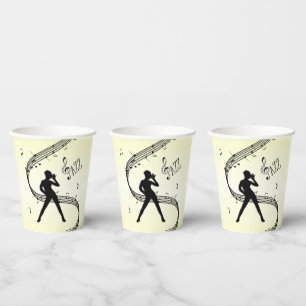 Vasos De Papel Cuadros de papel de música amarilla de danza jazz