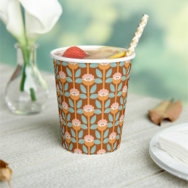 Vasos De Papel Cuadros de papel de patrón de flor retro de verano