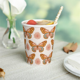 Vasos De Papel Cuadros de papel de patrón de mariposa de verano r