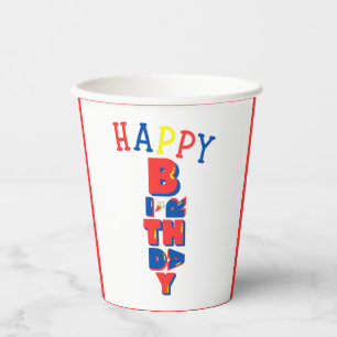 Vasos De Papel Cuadros de papel de remezcla de color de cumpleaño
