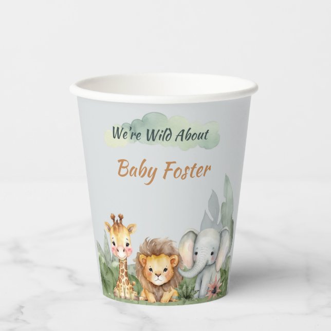 Vasos De Papel Cuadros de papel de Safari Baby Shower (Anverso)