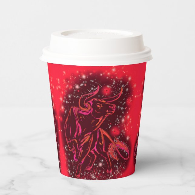 Vasos De Papel Cuadros de papel de toro rojo en ejecución (Izquierda)