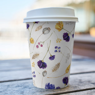 Vasos De Papel Cuadros de papel del patrón de flores silvestres d
