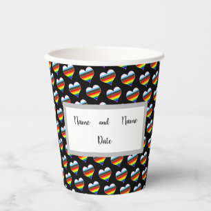 Vasos De Papel Cuadros de papel del patrón del corazón del arcoir