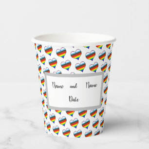Vasos De Papel Cuadros de papel del patrón del corazón del arcoir