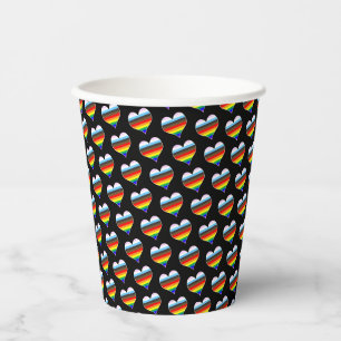 Vasos De Papel Cuadros de papel del patrón del corazón del arcoir