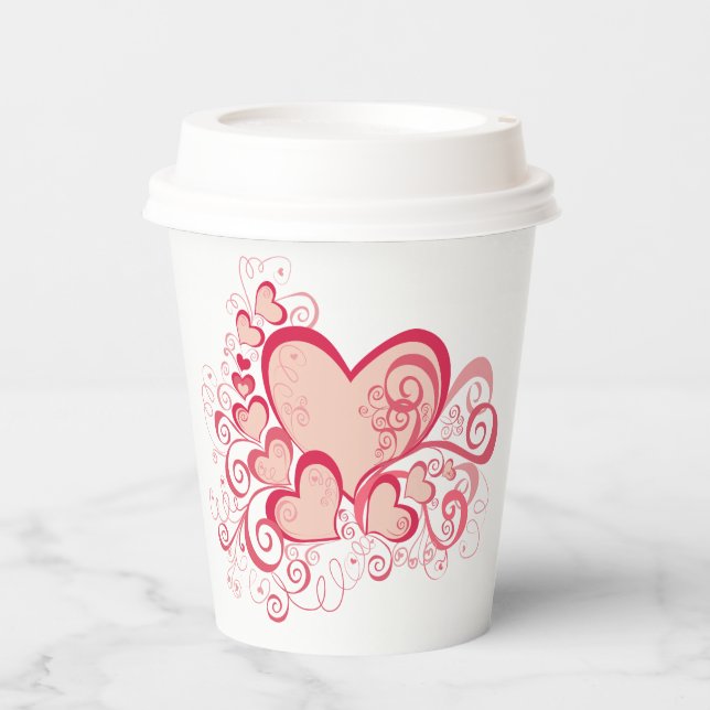 Vasos De Papel Cuadros de papel el día de San Valentín (Anverso)