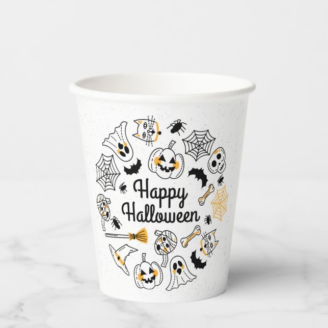 Vasos De Papel Cuadros de papel espeluznantes de Halloween (Anverso)