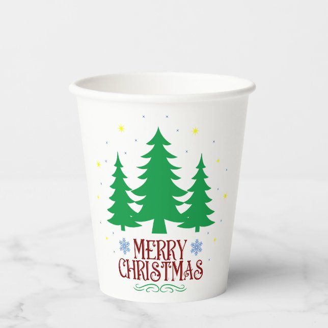 Vasos De Papel Cuadros de papel navideño personalizados (Anverso)