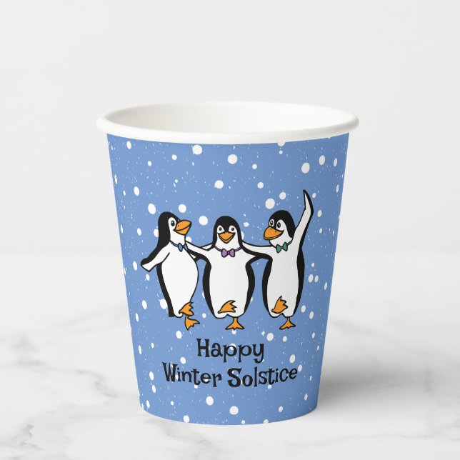 Vasos De Papel Cuadros de papel para el diseño de pingüinos baila (Anverso)