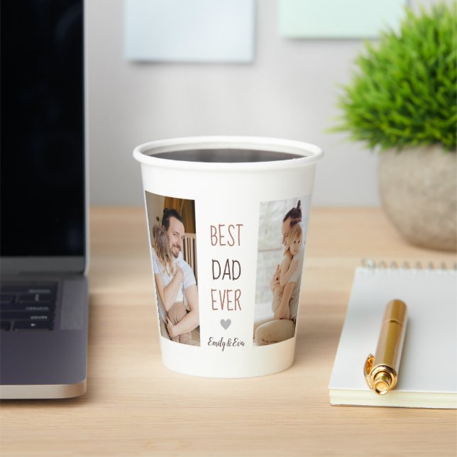 Vasos De Papel Cuadros de papel personalizados "Mejor Papá Nunca" (in situ)