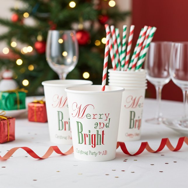 Vasos De Papel Cuadros de papel personalizados para Navidades mer (Red and green Christmas)