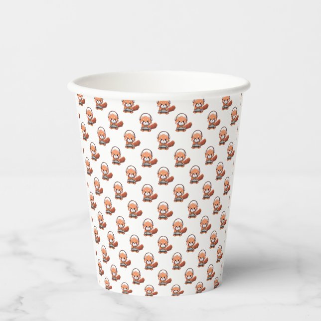 Vasos De Papel Cuadros de papel Red Panda Gamer (Anverso)
